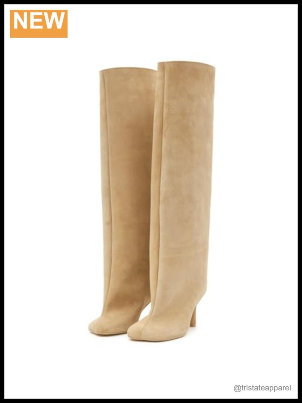 Wide Calf Suede Knee High Boots Square Toe Slouchy Fall Booties